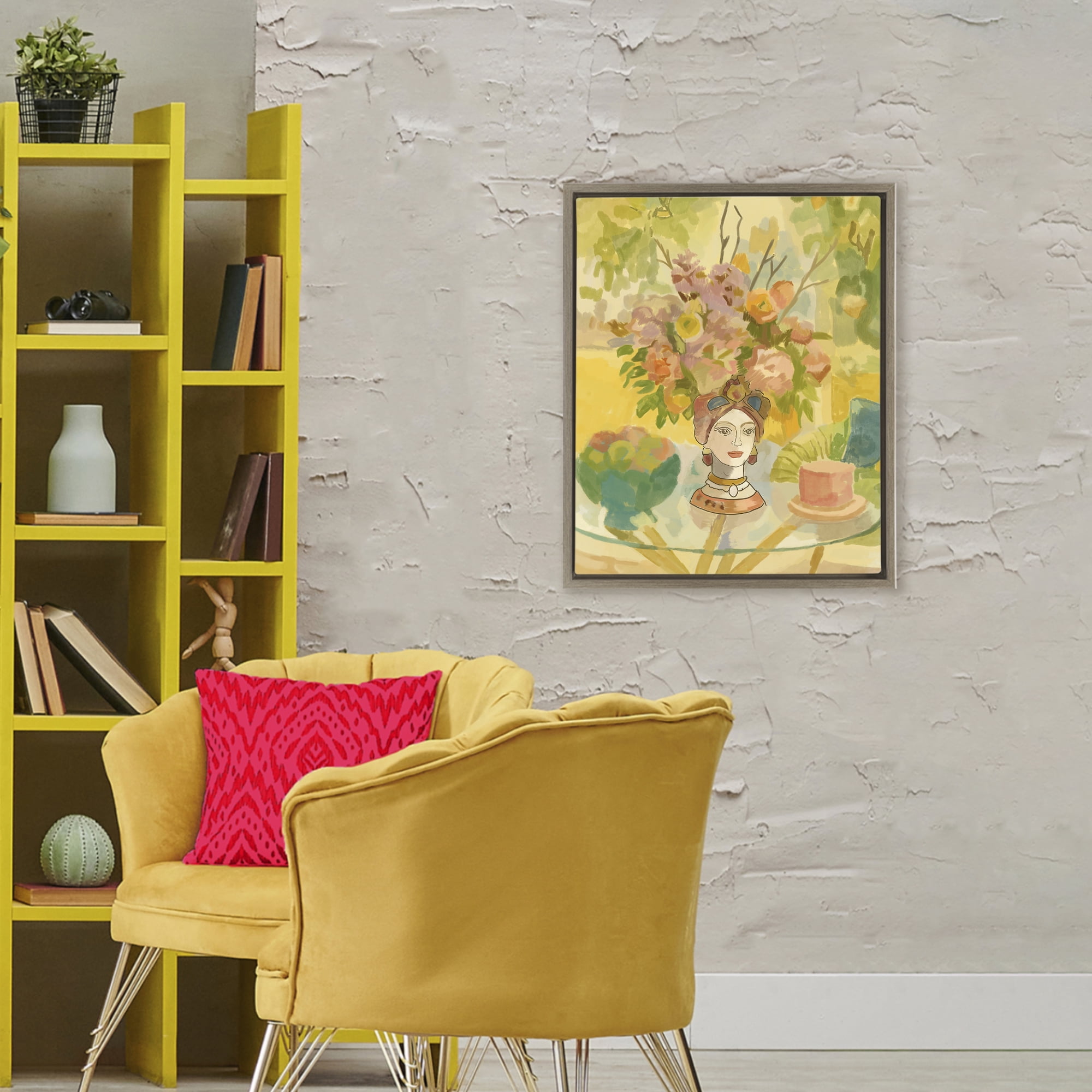 Stupell Industries Flower Head Vase Brown Framed Floater Canvas Wall Art, design by Amelia Noyes