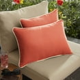 thumbnail image 2 of Set of 2 13" x 20" Melon Orange and Natural Beige Canvas Solid Sunbrella Outdoor Lumbar Pillows, 2 of 2