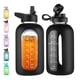 thumbnail image 1 of Botella de agua CIVAGO de vidrio de 1,9 L con pajita, asa y marcador de tiempo, 1 of 7