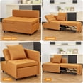 thumbnail image 3 of 4-in-1 Convertible Sleeper Sofa - Tangerine Yellow Sofa Bed with Adjustable Backrest for Small Spaces, 3 of 7