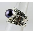 thumbnail image 2 of Navya Craft Freshwater Black Pearl Sterling Silver Statement Handmade Women Ring Size 8.0, 2 of 5