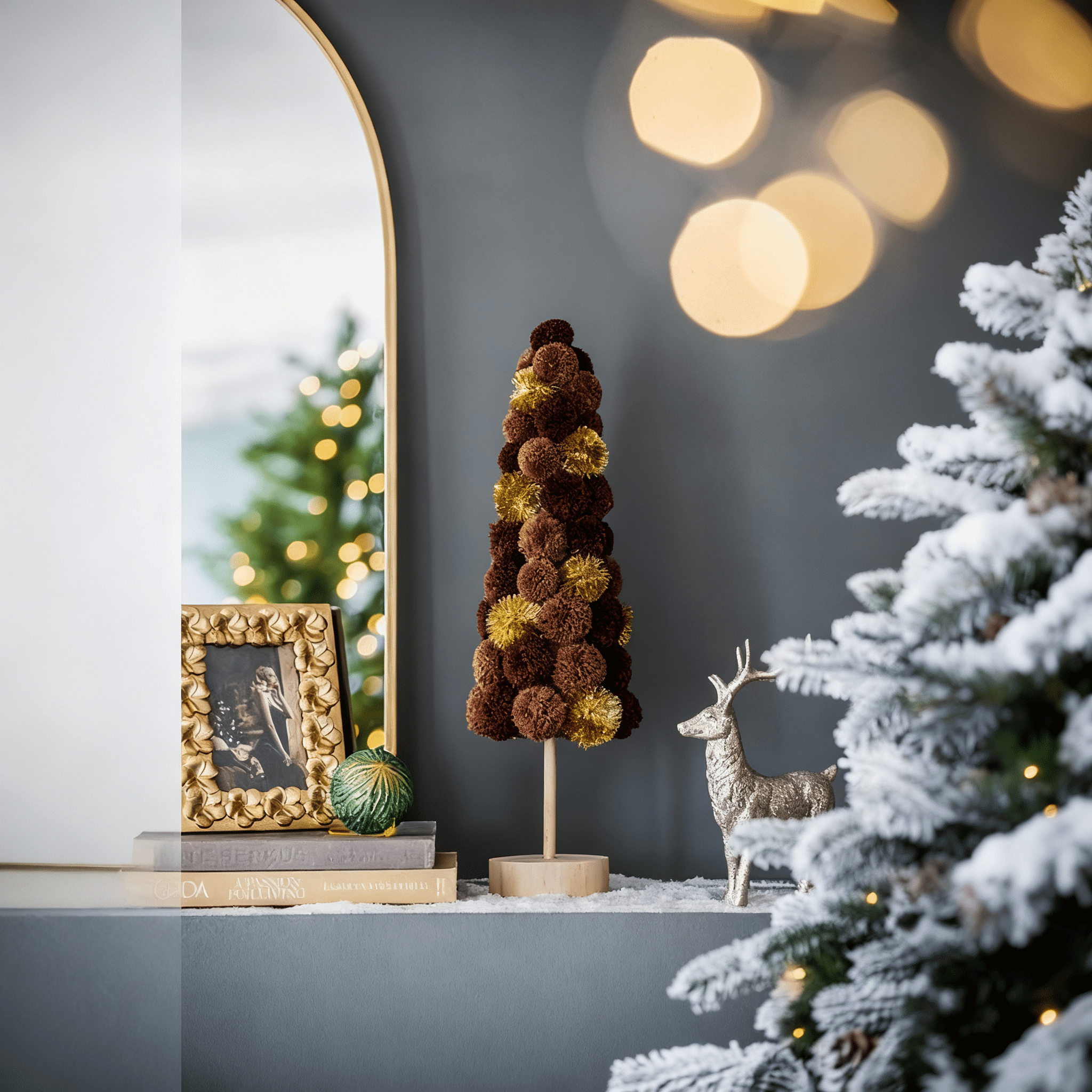 Colorful Modern Winter Tree Figurine Set 19.7 Inch Polyester Foam Tabletop Holiday Decor