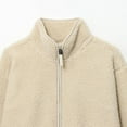 thumbnail image 3 of Womens Half Zip Fleece Sweater Jacket No Hood Faux Shearling Fuzzy Sherpa Crop Sweatshirt Long Sleeve Pullover (XS, Beige), 3 of 6
