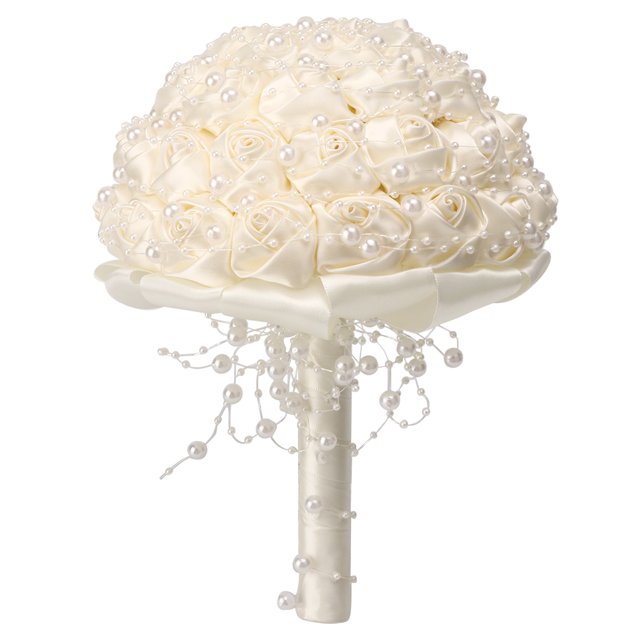 Sosteniendo la flor, delicado ramo de novia de cristal de imitación de perlas ramo de boda creado magistralmente Jadeshay A