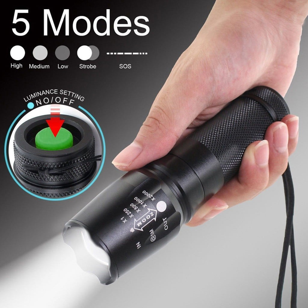 2pc Tactical 50000Lumens XML T6 LED Flashlight Lamp Zoomable Super Bright Torch