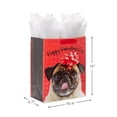 thumbnail image 4 of (2 pack) Hallmark Large Valentine's Day Gift Bag with Tissue Paper (Pug Bow), 4 of 9