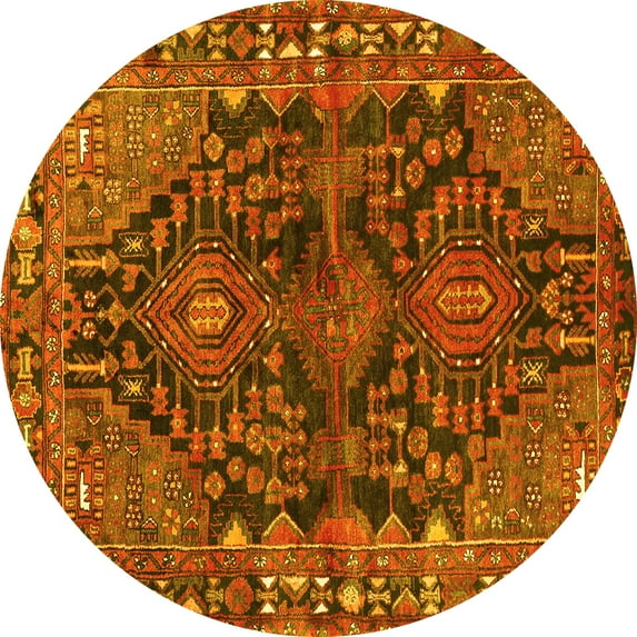 Ahgly Company Indoor Round Persian Yellow Traditional Area Rugs, 4' Round