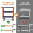 thumbnail image 5 of HPDAVV 3-Tier Heavy Duty Utility Cart - 1000 lbs Capacity Metal Service Cart with 5" Locking Wheels, Orange/Grey, 5 of 9