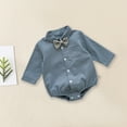 thumbnail image 2 of Diufon Infant Baby Boys Dress Shirt Bodysuit Formal Long Sleeve Wedding Romper Newborn Bow Tie Button Jumpsuit, 2 of 6