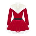 thumbnail image 4 of iiniim Girls Long Sleeve Halter Sequins Christmas Dress Velvet Festive Party Role Play Dancewear A Red 12, 4 of 7