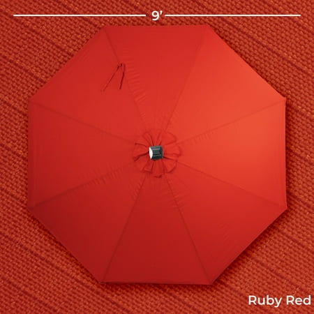 Sun Ray - 9' Round Next Gen Solar Lighted Umbrella - Grey