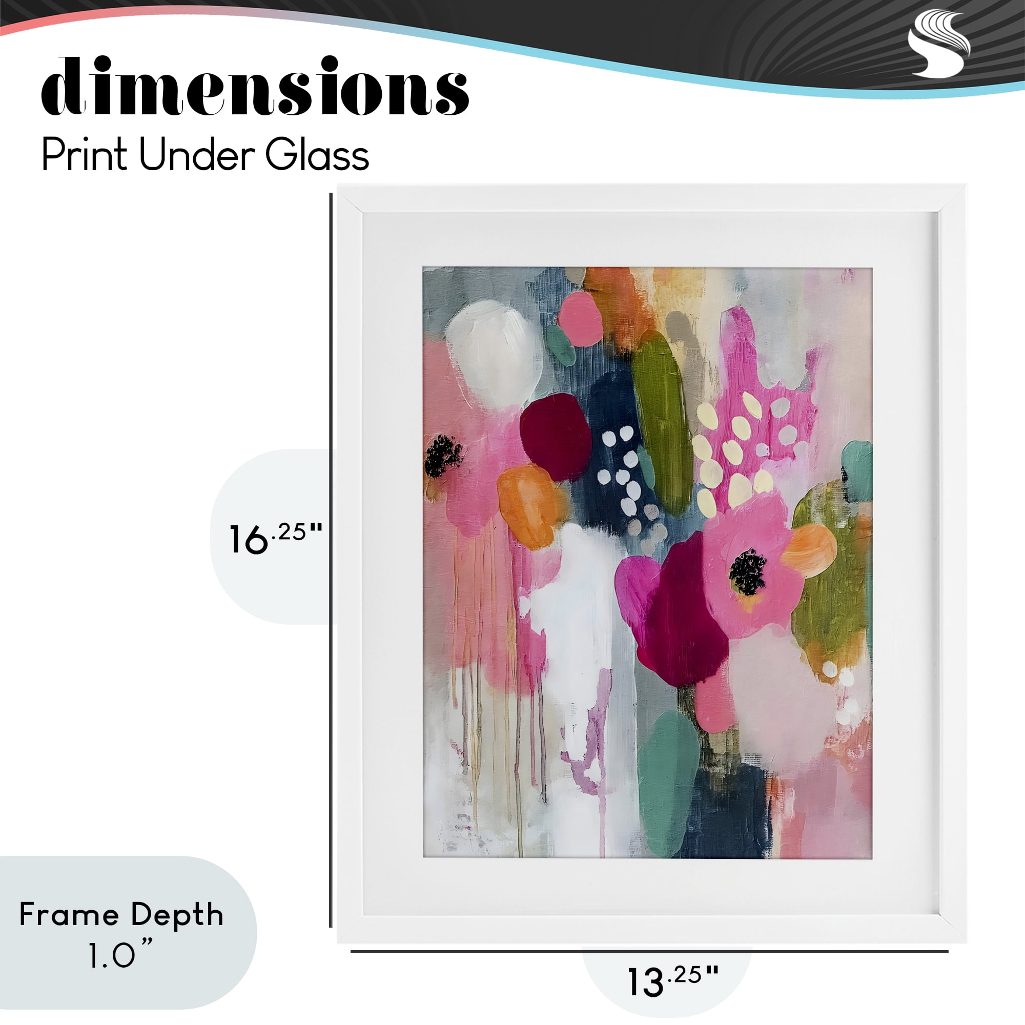 Stupell Industries Paint Drip Blooms Cascade White Framed Print Under Glass, design by Riley B