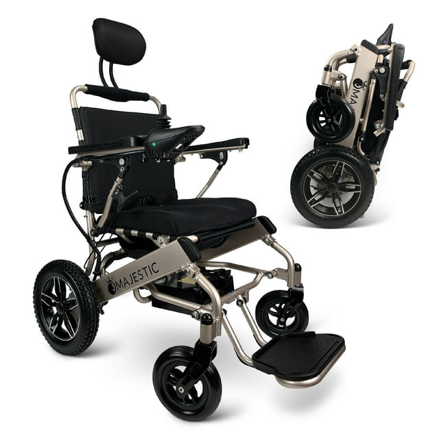 Majestic Buvan Fauteuil Roulant Électrique, Fauteuils Roulants Pliants Légers, Fauteuil Roulant Motorisé, Siège de 17,5′′ de Large, Autonomie de 10+ Miles, Poids Maximal de Charge de 310 Lb