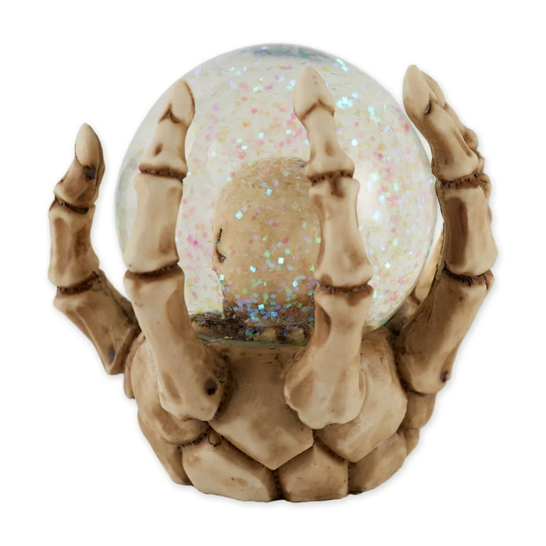 Zingz & Thingz Skull in Skeleton Hand Halloween Snow Globe - 3.75