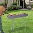 thumbnail image 3 of Portable Foldable Barbecue Grill, 39.3 Inch Large Charcoal Grill with Adjustable Air Vents, Zinc-Iron Alloy Outdoor Cooking Grill for Camping Picnics Parties, 3 of 16