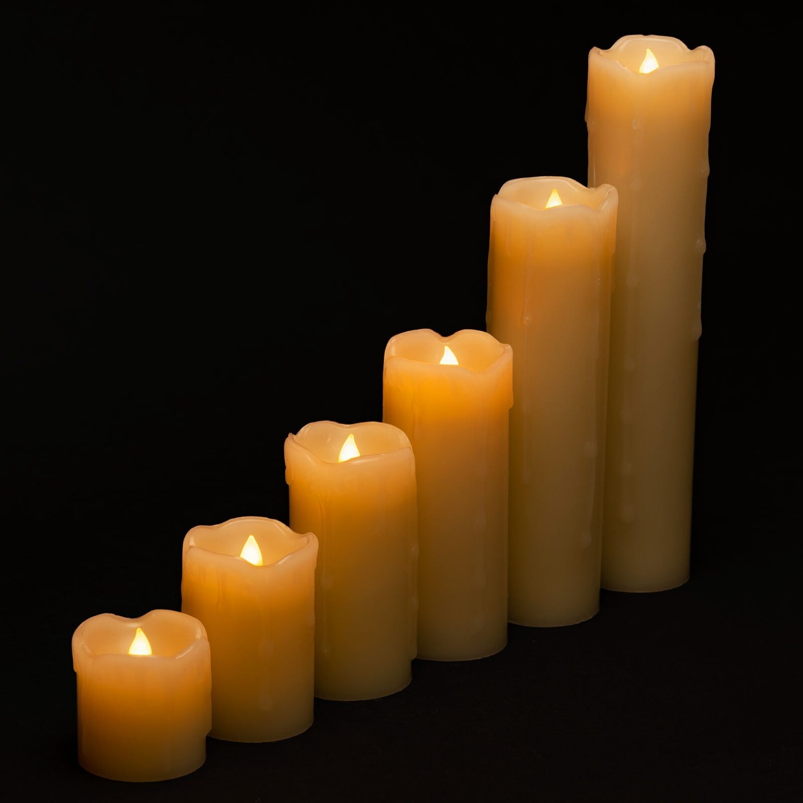 Halloween 6pcs Timer Flickering Flameless 2"-9" LED Pillar Candles Realistic