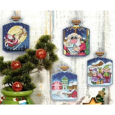 UPC: 5902067327159 | Counted cross stitch kit with plastic canvas Christmas jars set of 4 designs 7679
