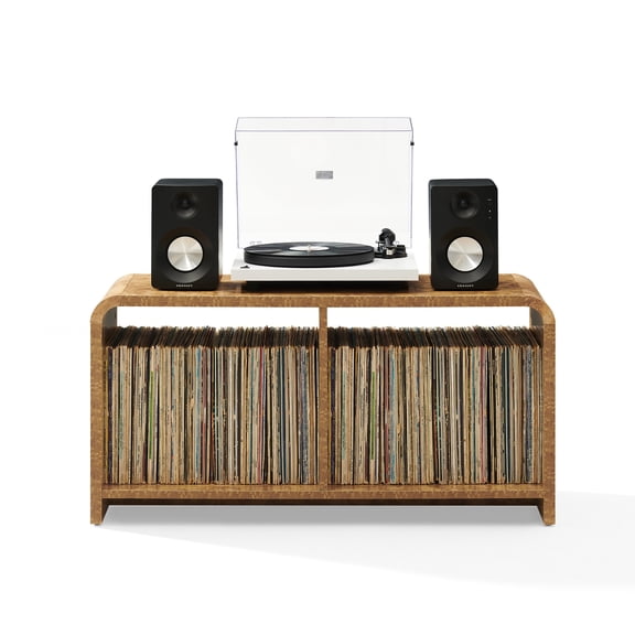 Crosley Furniture Ingrid Medium Record Player Stand With Vinyl Storage in Maple