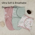 thumbnail image 4 of Gllquen Baby Adjustable Easy Swaddle Blanket 100% Organic Cotton Newborn Wrap, 3 Pack for 0-3 Months Infants, Find Spring, 4 of 9