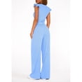 thumbnail image 6 of EASYBRA Women Casual Two Piece Outfit Ruffle Sleeve Top and Pleated Wide Leg Pants Summer Fashion Set, 6 of 8
