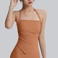 thumbnail image 2 of Hduncf Halter Square Neck Bodysuits for Women Sleeveless Tank Tops Double Lined Fitted Top Orange M, 2 of 6