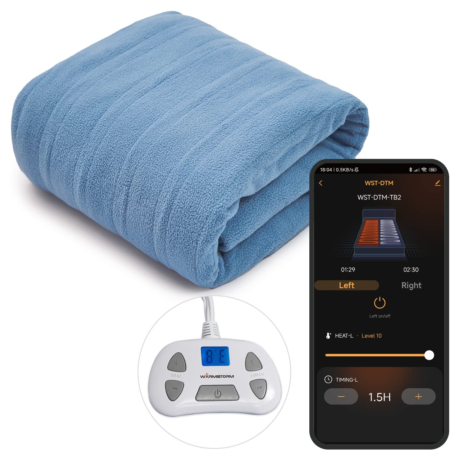 Warm Storm WiFi Electric Blanket King 100x90 Inch Polar Fleece with