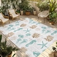 thumbnail image 2 of Outdoor Rug 4x6 ft Coastal Nautical Waterproof Outdoor Patio Rug Mat Non Slip Outside Area Rugs Carpet for RV,Camping,Porch,Deck,Pool,Balconybackyard,Seahorse Coral Starfish Shell Aqua Brown, 2 of 9