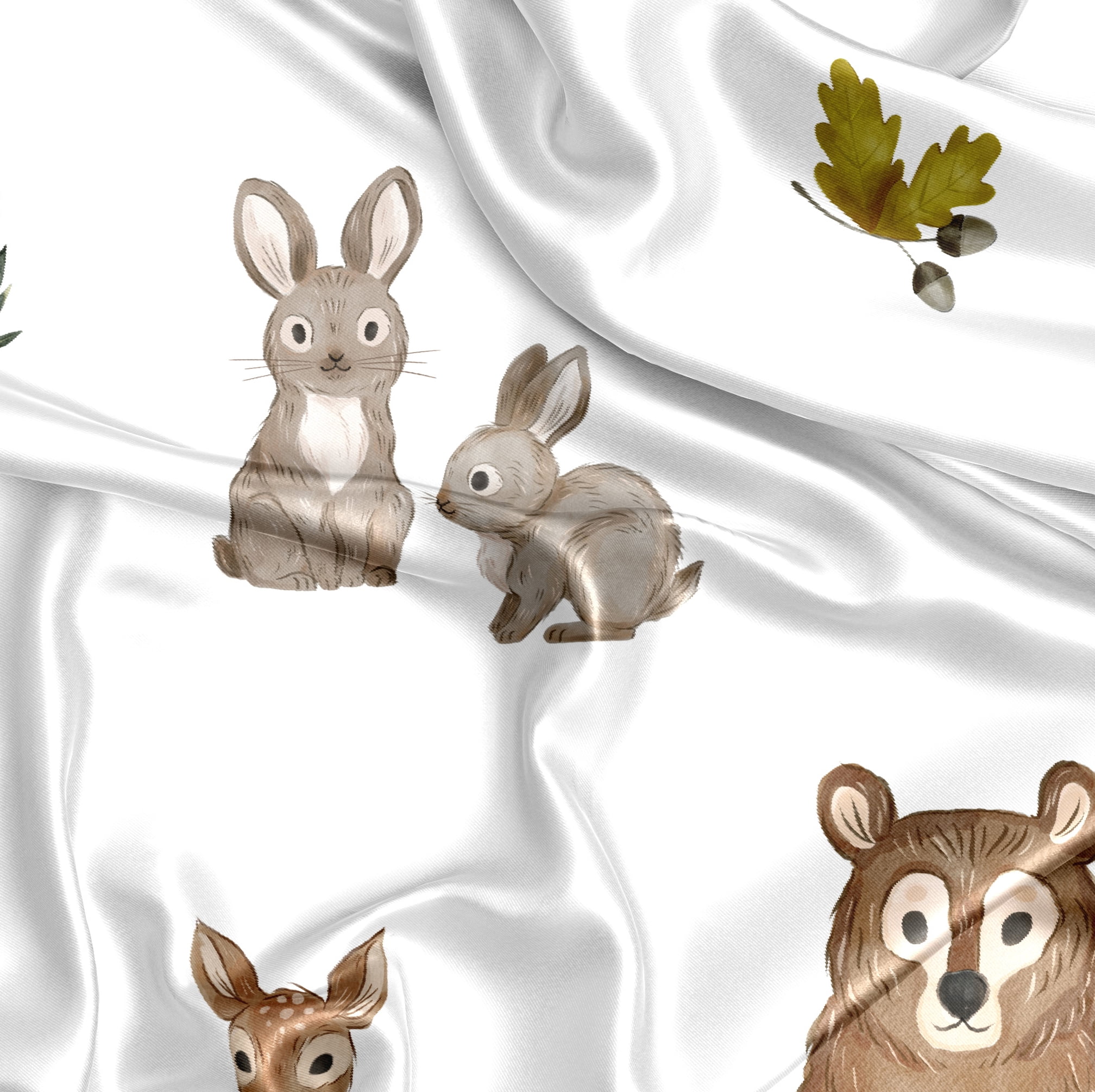 Sweet Jojo Designs Watercolor Woodland Forest Animals Boy Girl Gender Neutral Unisex Satin Fitted Crib Sheet