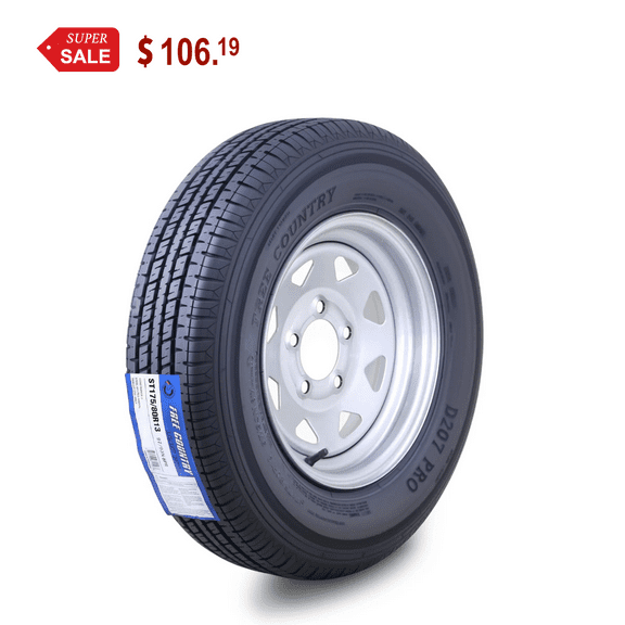 Free Country Trailer Tire Wheel Assembly ST175/80R13 8-Ply D 97M 5 Lug on 4.5" PCD Silver Spoke Rim