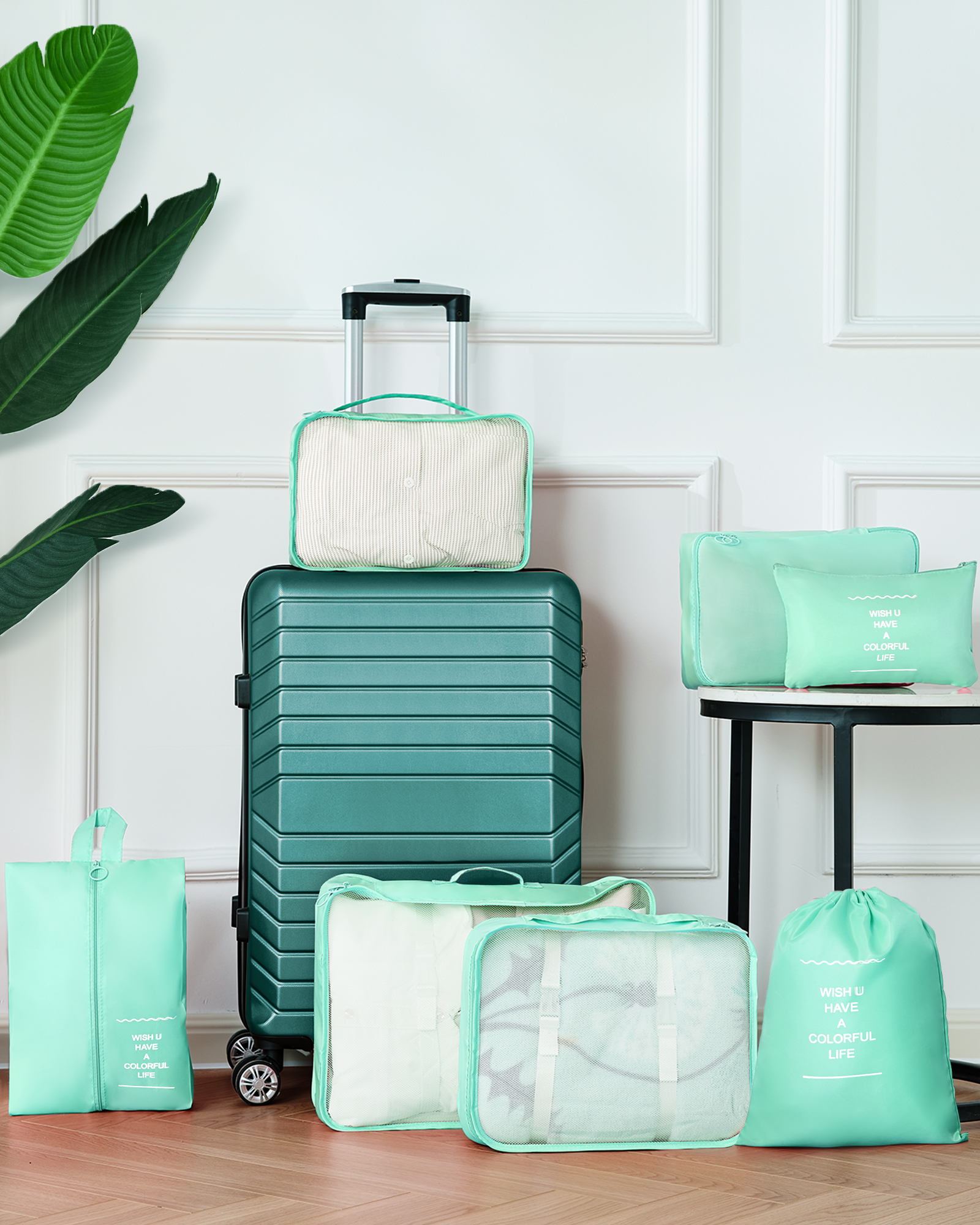 Gowill 2-Piece Hardside Luggage Set with Organizers, Green photo 5
