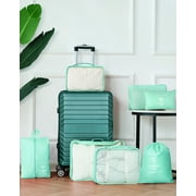 3 Piece Luggage Sets 20/24/28 inch Travel Suitcase Set with 7PCS Organizer Bags, Green