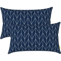 Outdoor/Indoor Lumbar Pillow Covers ONLY, 12” x 20” Fade-Resistant Patio Lumbar Cushion Cases Decorative Throw Pillowcase Shell for Couch Patio Garden Furniture Use - Herringbone Navy