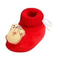 thumbnail image 4 of Dakaela Baby Booties Newborn Boys Girls Non Slip Fleece Boots Slipper Socks Infant First Walker Winter Crib Shoes Red Size 3.5, 4 of 5