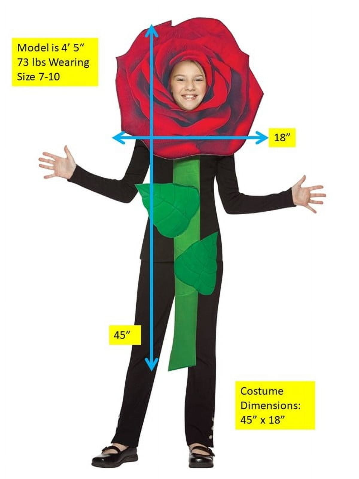 Rasta Imposta Red Rose Flower Halloween Costume, Girls and Boys, Red, Child  Size 7-10, 1167-710