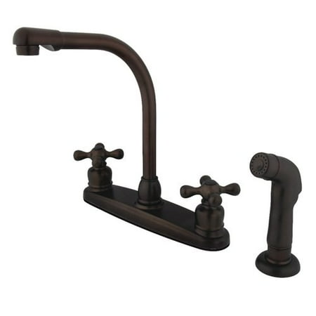 - Kingston Brass Victorian Centerset Double Handle Kitchen Faucet with Side Spray