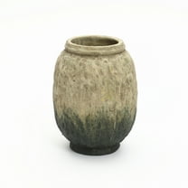 LuxenHome Old-World Brown with Green Bottom 10-Inch Tall Round Terracotta Vase