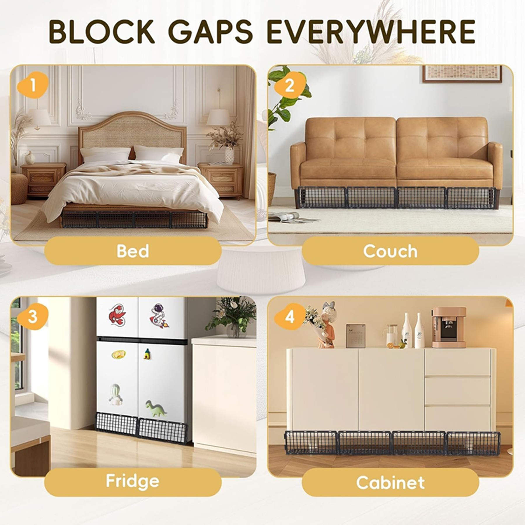 12 PCS Under Couch Blockers for Bed Couch Furniture Underneath Stop from Getting Under The Sofa