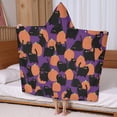 thumbnail image 5 of Purple Halloween Black Cats and Pumpkins Hooded Bath Towel，60"x35" for Ages 3 To 12 Kids, Quick Dry Lightweight Soft Microfiber Hood Beach Towel Cover Up for Kids, 5 of 7