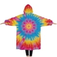 thumbnail image 2 of Oversized Wearable Blanket Hoodie,Colorful Tie Dye Mandala Pattern Sherpa Blanket Hoodie with Super Pockets,Super Warm Fuzzy Pullover for Women & Men, 2 of 6