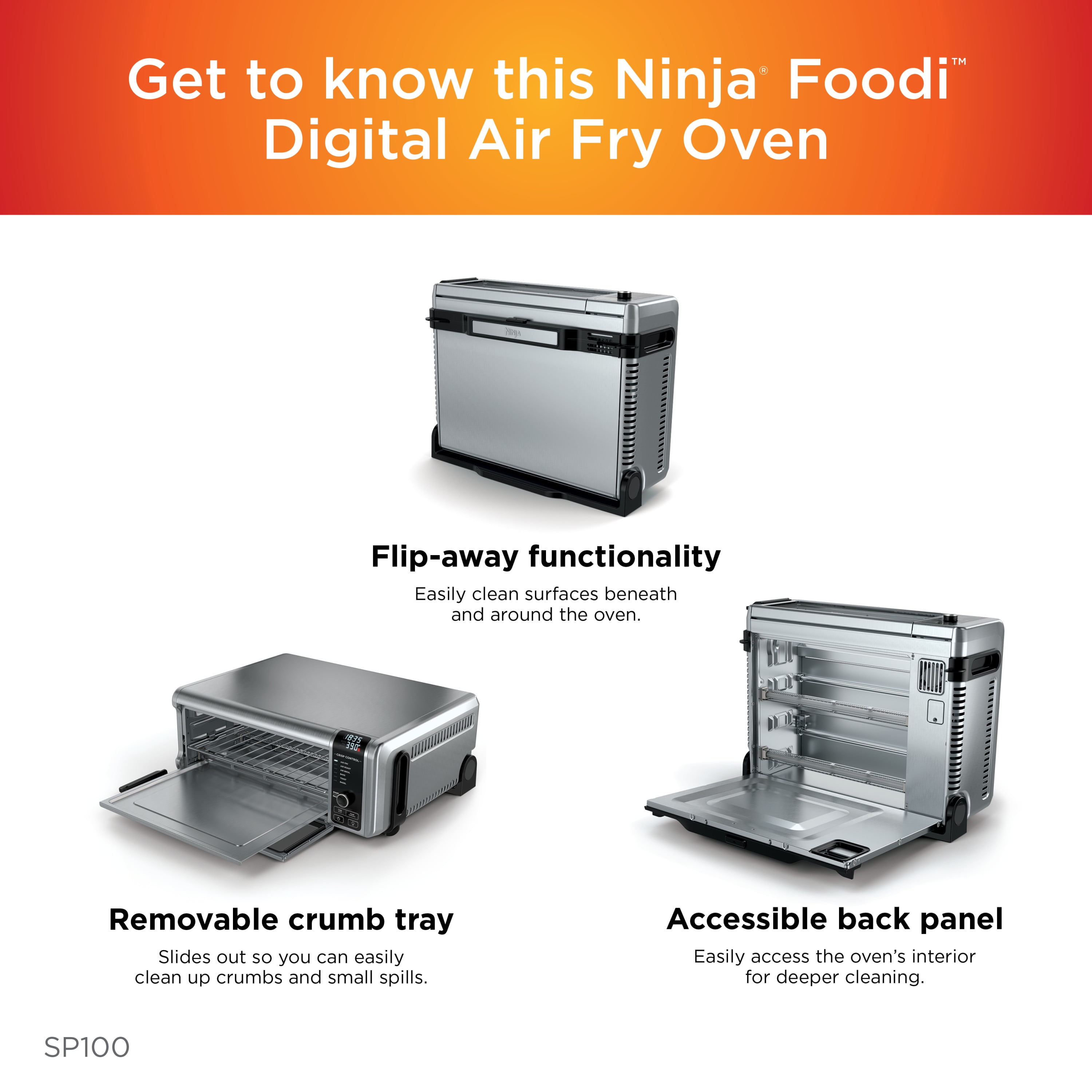Ninja Foodi 6-in-1 Digital Air Fry Oven/toaster Oven Flip-away For