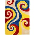 thumbnail image 2 of HR HANDCRAFT RUGS, Multi shag Rug 5X7 for Living Room Decor 2021 Rug Trends Bright Modern Swirls Pattern, 3-D Hand Curved Shaggy Rug Blue/red/Yellow/Cream, 2 of 7