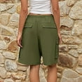 thumbnail image 5 of Sakmal Cargo Shorts for Women Green High Waisted Knee Length Cotton Wide Leg Shorts with Pockets, 5 of 7