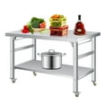 thumbnail image 1 of BeesClover Table à Manger Pliant en Acier Inoxydable, Conception Robuste avec Tablette Inférieure Réglable, Table de Préparation à Deux Niveaux pour Restaurant Ou Cuisine, 1 of 7