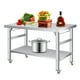 thumbnail image 1 of Yeshouse Mesa de comedor plegable de acero inoxidable resistente: mesa de preparación comercial de dos niveles con estante inferior ajustable para cocina y restaurante, 1 of 7