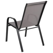 BizChair 4 Pack Gray Outdoor Stack Chair with Flex Comfort Material and Metal Frame
