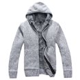 thumbnail image 6 of PMVFHDE Men's Winter Daily Solid Color Heavyweight Warm Knit Hooded Sweater Jacket Grey,M, 6 of 6