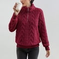 thumbnail image 2 of WTXUE Women's Oversized Cable Knit Pullover Sweatshirts Quarter Zip Collared Fleece Lined Jacket Fall Winter Fashion Warm Trendy Sweater for Cold Weather Red S, 2 of 8