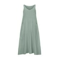 thumbnail image 4 of Efsteb Womens Summer Dresses V-Neck Cotton Linen Loose Dress With Pockets Sleeveless Classic Solid Color Loose Fashion Comfy Casual Sundresses Summer Dresses (Mint Green,S), 4 of 5