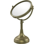 Height Adjustable 8-in Vanity Top Make-Up Mirror 5X Magnification in Antique Brass