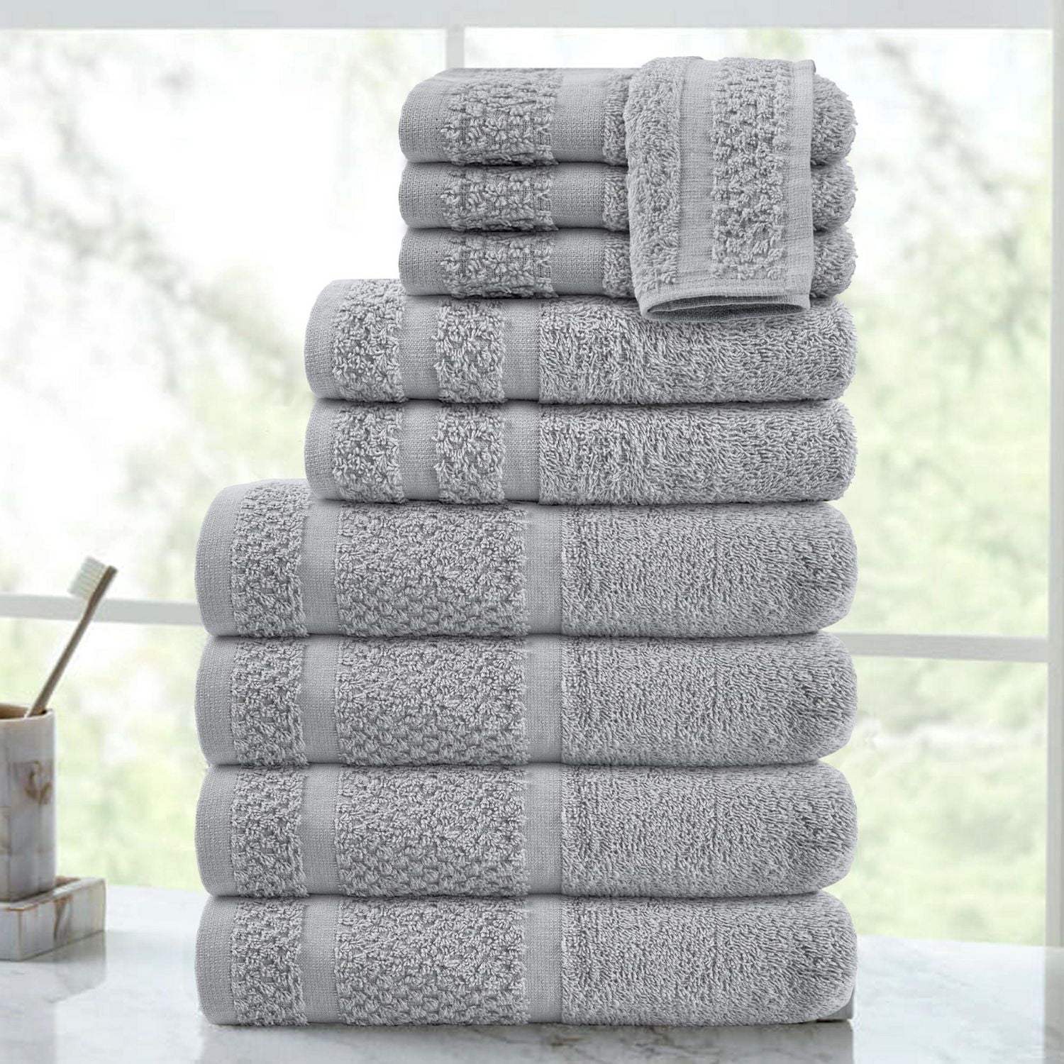 Mainstays Bath Towel Set, Set of 10